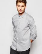 Asos Smart Shirt With Textured Marl In Grey With Long Sleeves In Regular Fit - Gray