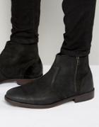 New Look Leather Chelsea Boots In Black With Zip Detail - Black