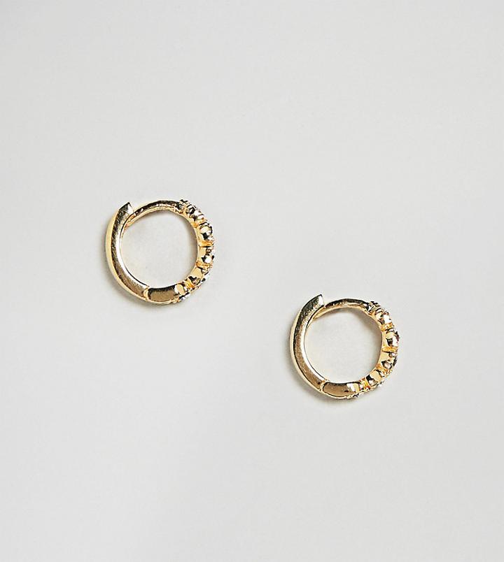 Asos Gold Plated Sterling Silver Fine Crystal Star Hinged Hoop Earrings - Gold