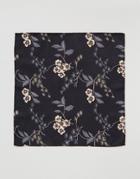 Asos Pocket Square In Cream Floral Print - Black