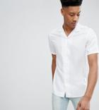 Asos Design Tall Regular Fit Viscose Shirt With Revere Collar In White - White