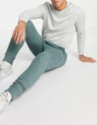 Calvin Klein Small Logo Cuffed Sweatpants In Sage-green