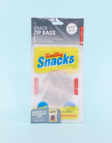Kikkerland 4 Pack 8oz Reusable Snack Pouch - Clear