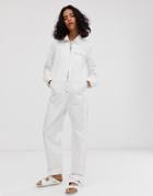 M.c. Overalls Zip Front Boilersuit In Natural - White