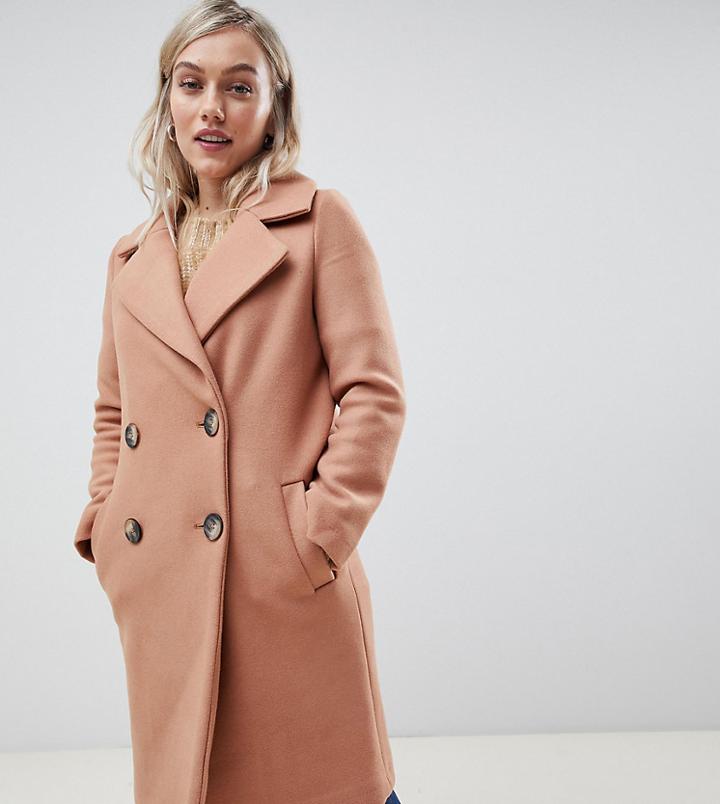 River Island Petite Tailored Coat In Camel - Beige