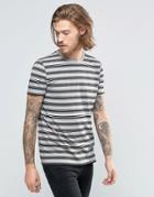 Asos Oversized T-shirt In Engineered Stripe - Gray