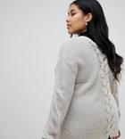 Brave Soul Plus Bamboo Cardigan With Lace Back Detail - Gray