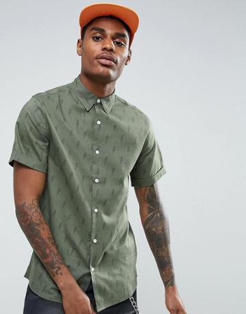 Midnight Surf Lightening Print Shirt - Green