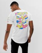 Le Breve Tall Stencil Back Print Longline T-shirt - White