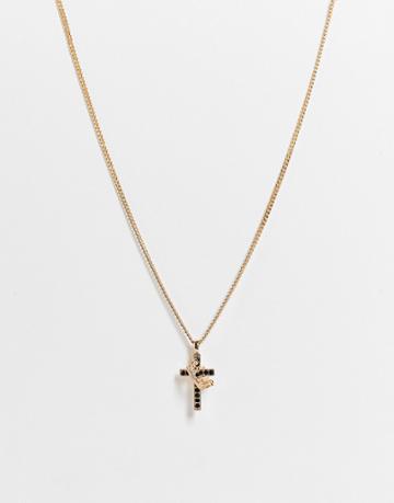 Wftw Crown And Cross Necklace In Gold