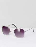 New Look Square Sunglasses With Brow Bar In Silver - Silver