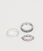 Asos Design Industrial Ring Pack In Burnished Silver Tone - Silver