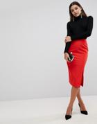 Asos Mix & Match High Waisted Thigh Split Pencil Skirt - Red