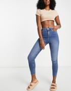 Miss Selfridge Emily High Rise Skinny Jeans In Midwash Blue
