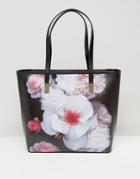 Ted Baker Small Shopper Bag In Floral Print - Black