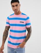 Ellesse Pluto Retro Striped T-shirt In Pink - Pink