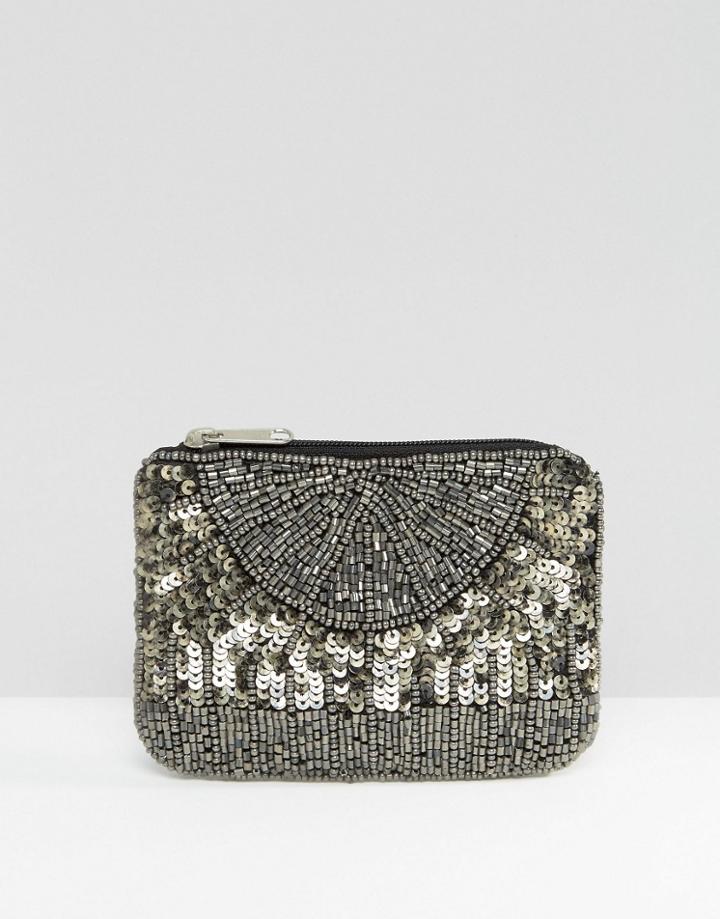 New Look Ombre Sequin Coin Purse - Silver