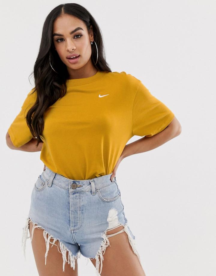 Nike Gold Mini Swoosh Oversized T-shirt