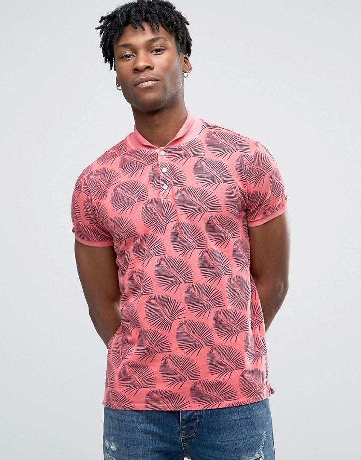 Scotch And Soda Printed Polo Shirt - Pink