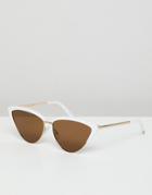 Mango Cat Eye Sunglasses In White - White
