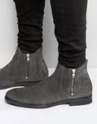 Hudson London Mitchell Suede Zip Boots - Gray