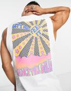 Jack & Jones Originals Oversized Tank Top With 'feel It' Back Print In White