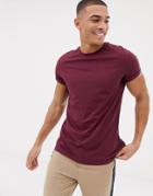 Asos Design T-shirt With Crew Neck And Roll Sleeve In Red