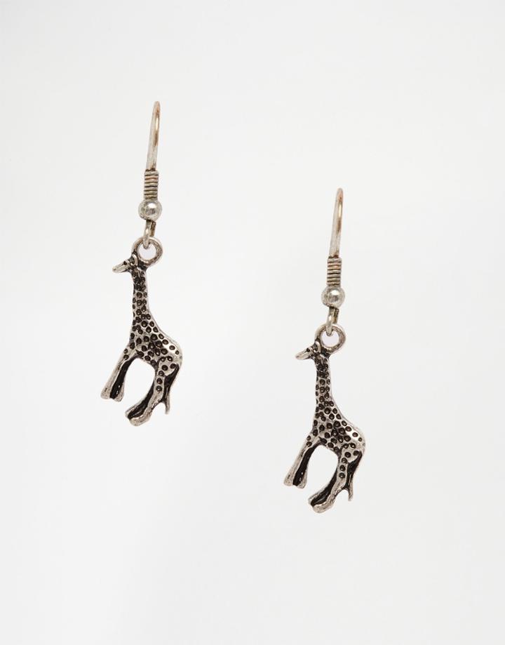 And Mary Silver Plated Giraffe Drop Earrings - Silver