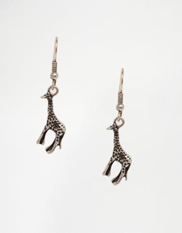 And Mary Silver Plated Giraffe Drop Earrings - Silver