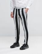Asos Halloween Super Skinny Pants In Black And White Stripe - Multi