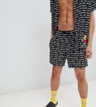 The Simpsons X Asos Design Swim Shorts With Bart Chalkboard Print - Black