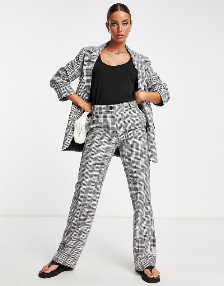 Asos Design Mix & Match Straight Leg Suit Pants In Gray Check