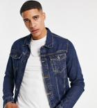 Don't Think Twice Tall Slim Fit Denim Jacket In Dark Blue-blues