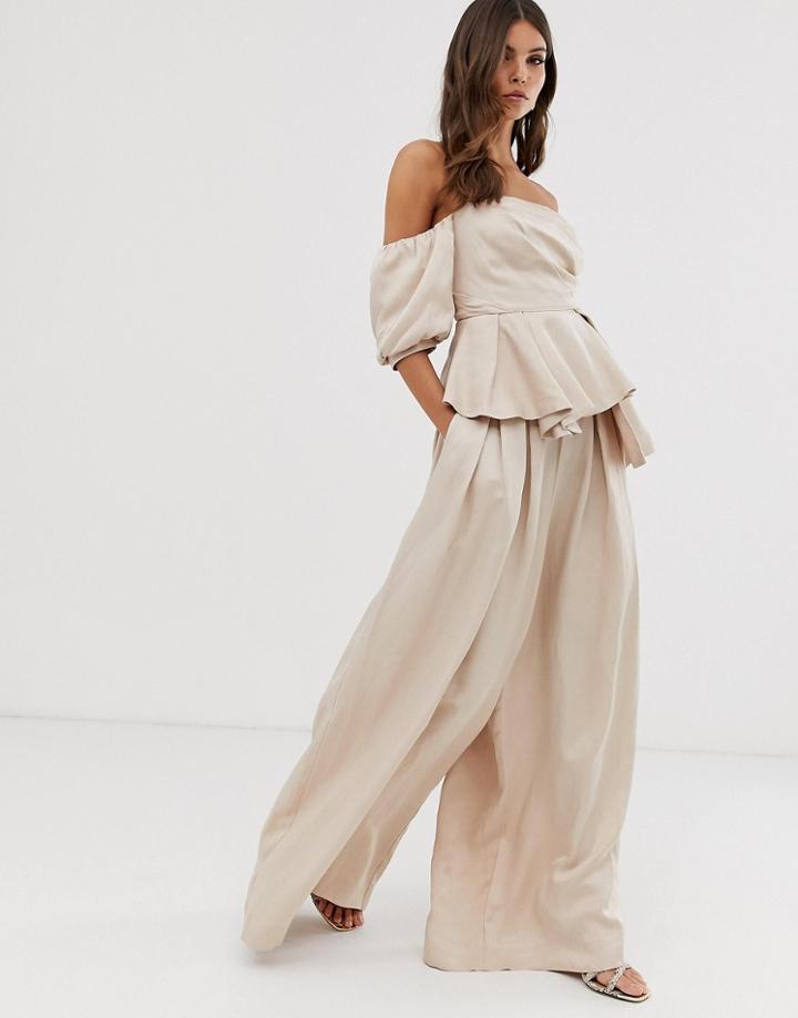 Asos Edition Wide Leg Pants - Beige