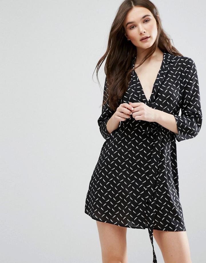 Influence Tie Waist Shirt Dress - Black