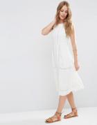 Asos Premium Embroidered Dress With Lace Inserts - White