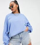 Asos Design Curve Super Oversized Cocoon Sweatshirt With Seam Detail In Cornflower Blue-blues