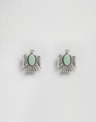 Asos Eagle Stud Earrings With Turquoise Stone - Silver