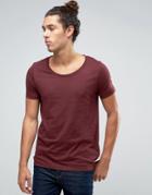 Asos T-shirt With Scoop Neck In Red - Red