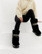 Love Moschino Faux Fur Stud Snow Boots - Black