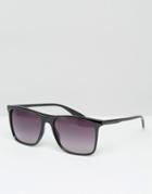 Asos Flatbrow Sunglasses In Black With Smoke Lens - Black