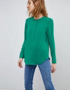 Warehouse Button Side Collarless Blouse - Green
