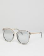 Asos Oversized Round Preppy Fashion Sunglasses With Light Smoke Frame & Lens - Gray
