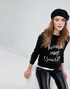 New Look Twinkle & Sparkle Sweater - Black