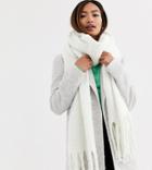 My Accessories London Winter White Super Soft Scarf With Tassels