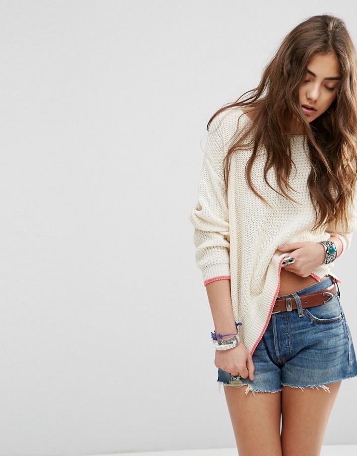 Asos Ultimate Chunky Sweater With Tipping - Cream