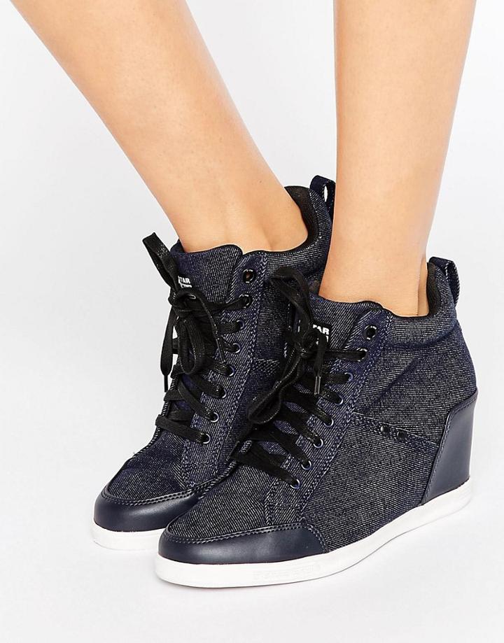 G-star New Labor Denim Wedge Sneakers - Navy