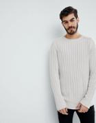 Brave Soul Wide Rib Crew Neck Sweater - Tan