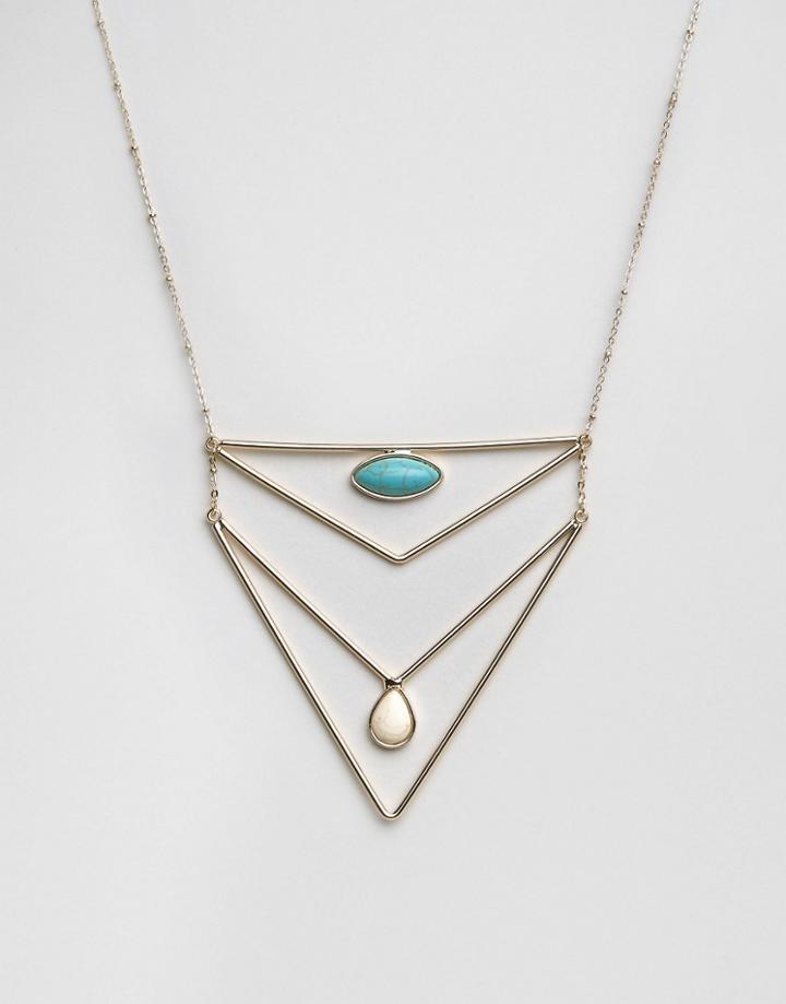 Nylon Double Layer Necklace With Turquoise