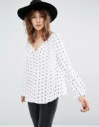 Suncoo Buttondown Smock Shirt In Print - White